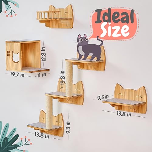 9-Piece Wooden Wall-Mounted Cat Furniture Set U466