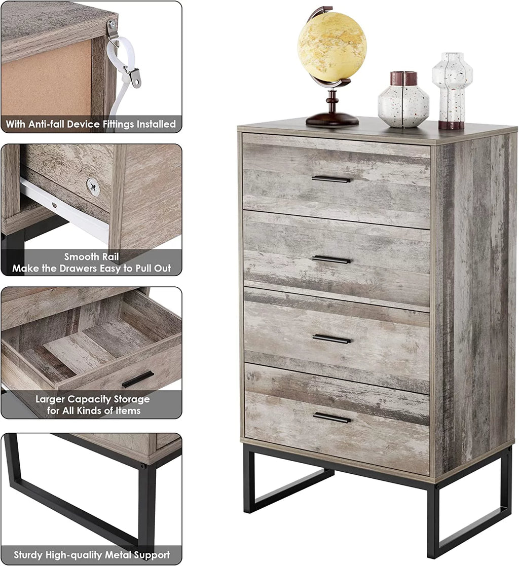 4 Drawer Wood Dresser K489