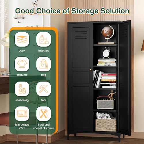 White Storage Cabinet with Doors and Adjustable Shelves M197