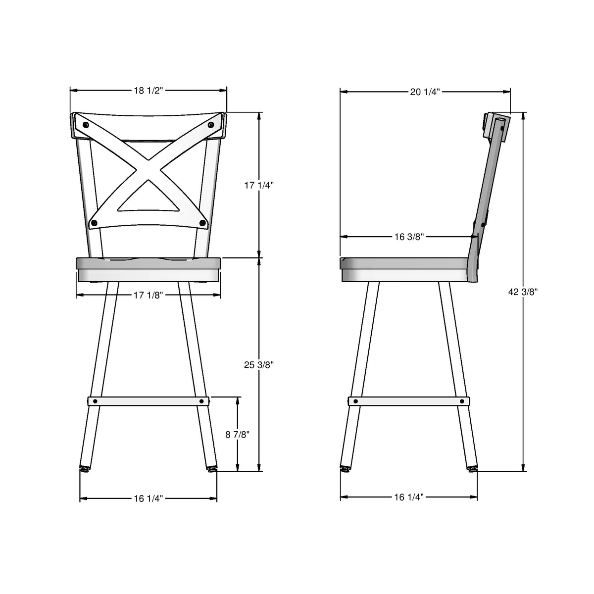26 In. Swivel Counter Stool Light Brown Distressed Wood Black Metal F82699