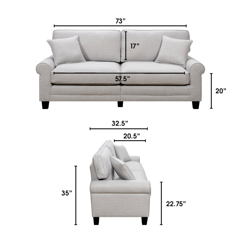 Pebble Gray Fabric Sofa E5950