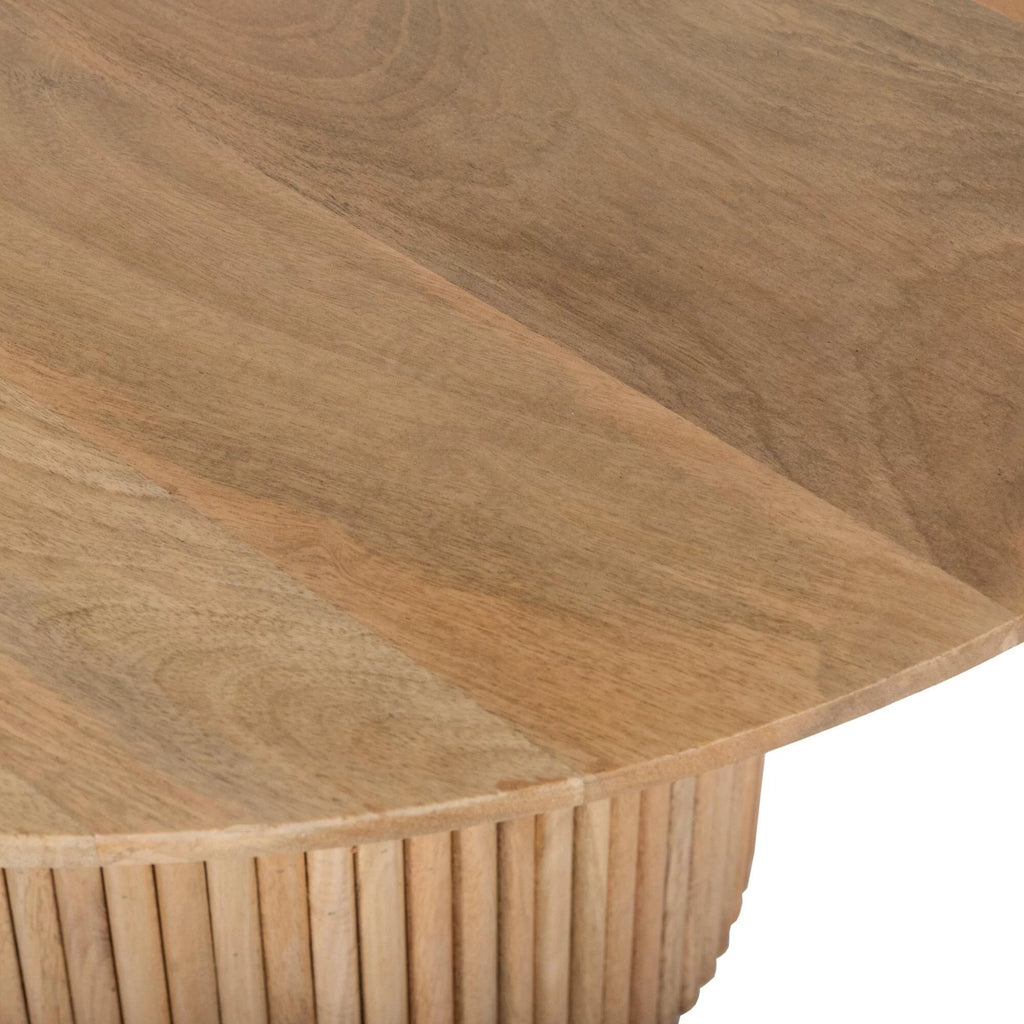 Round Wood Coffee Table with Pedestal End Table Natural 35.5" N4942