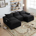 Black U Shaped Sectional Couch with 2 Movable Chaise C868267