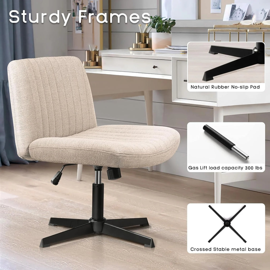 Armless Cross Legged Fabric Padded Swivel Height Adjustable Office Desk Chair C956