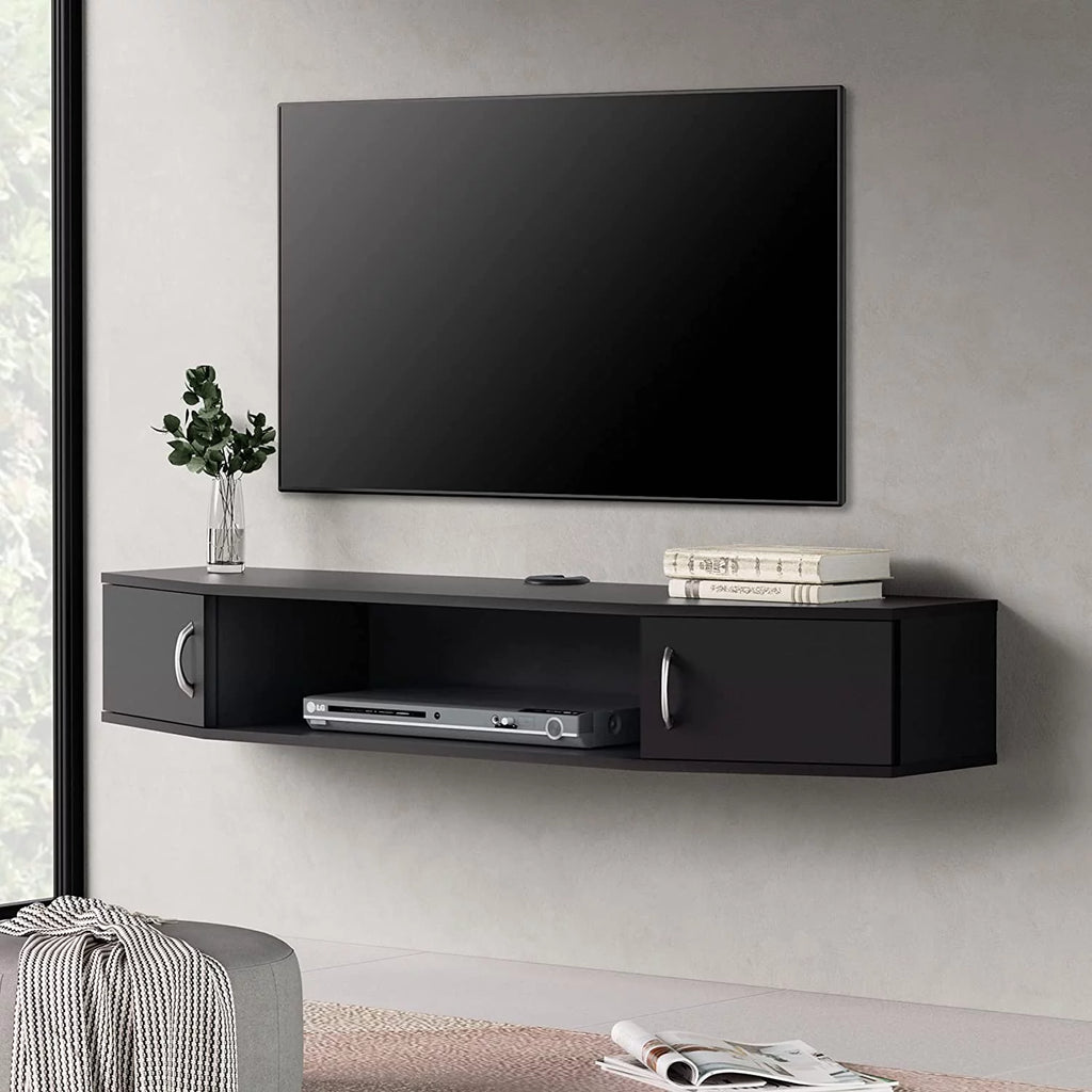 Floating TV Stand with LED Lights and Storage Cabinets X8815