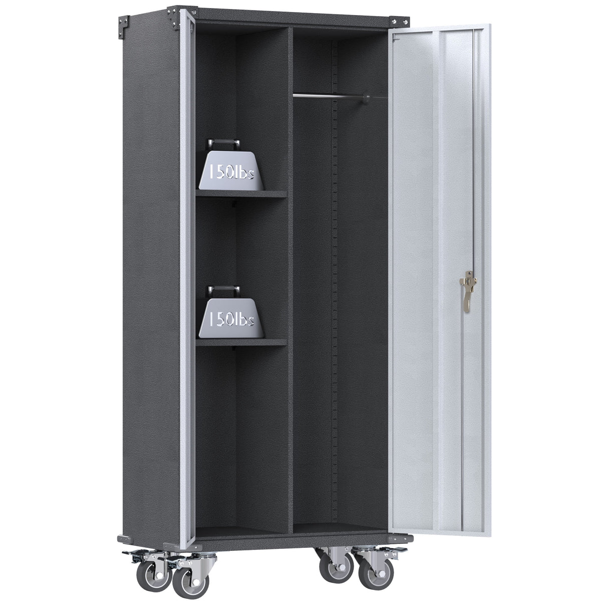 Metal Rolling Storage Cabinet with Hanging Rod S223