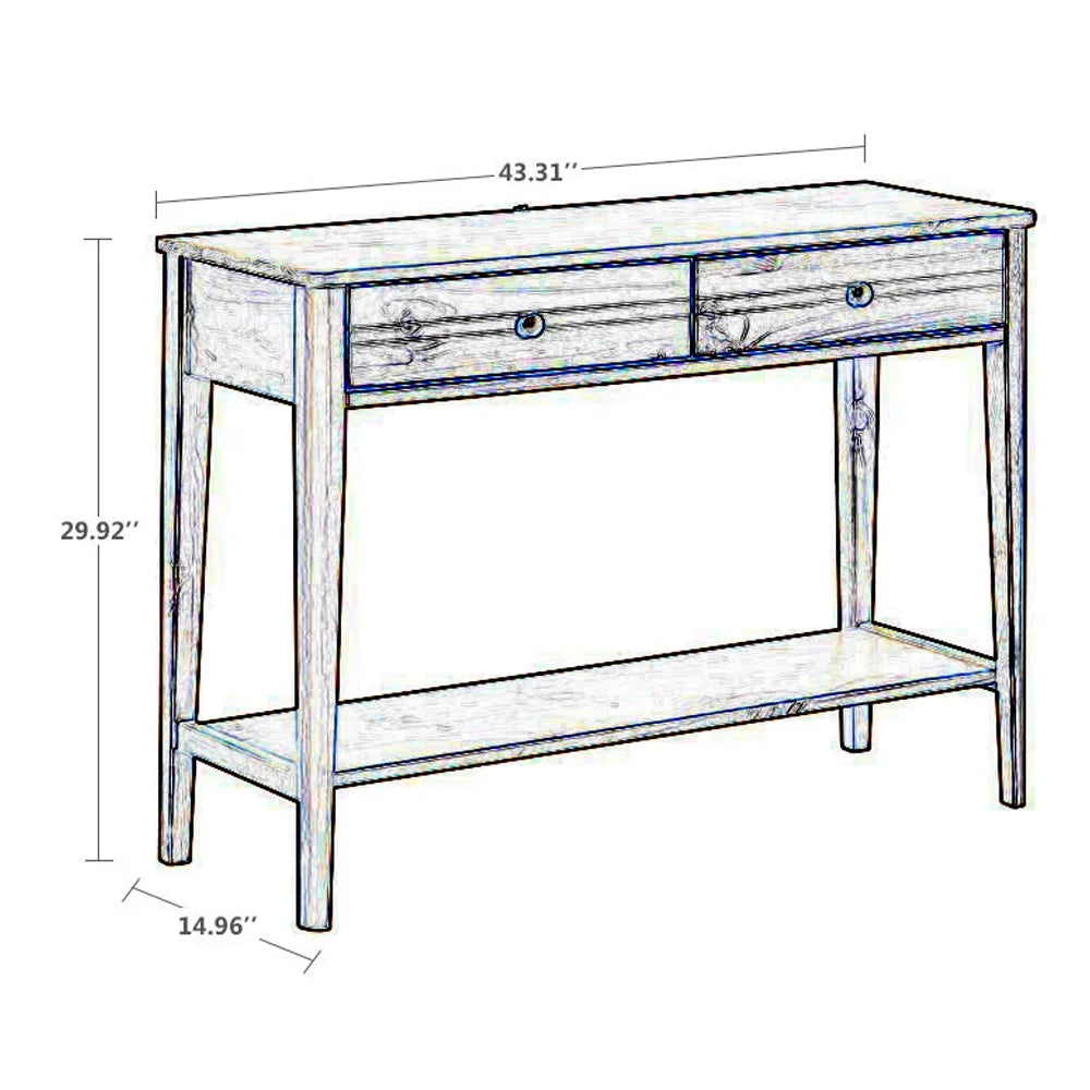 Mid Century Modern Wooden Console Table with Two Drawers K957235