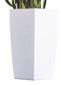 30" White Rattan Self Watering Square Planter Pot J613