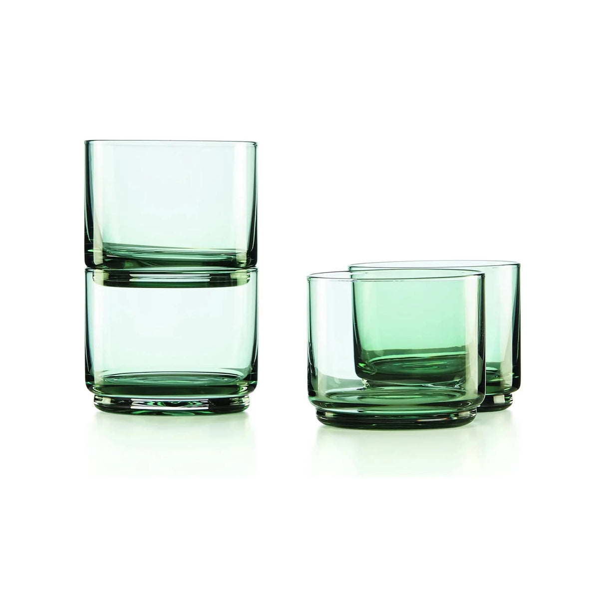 Green 9 oz Stackable Short Glasses Set of 4 V542970