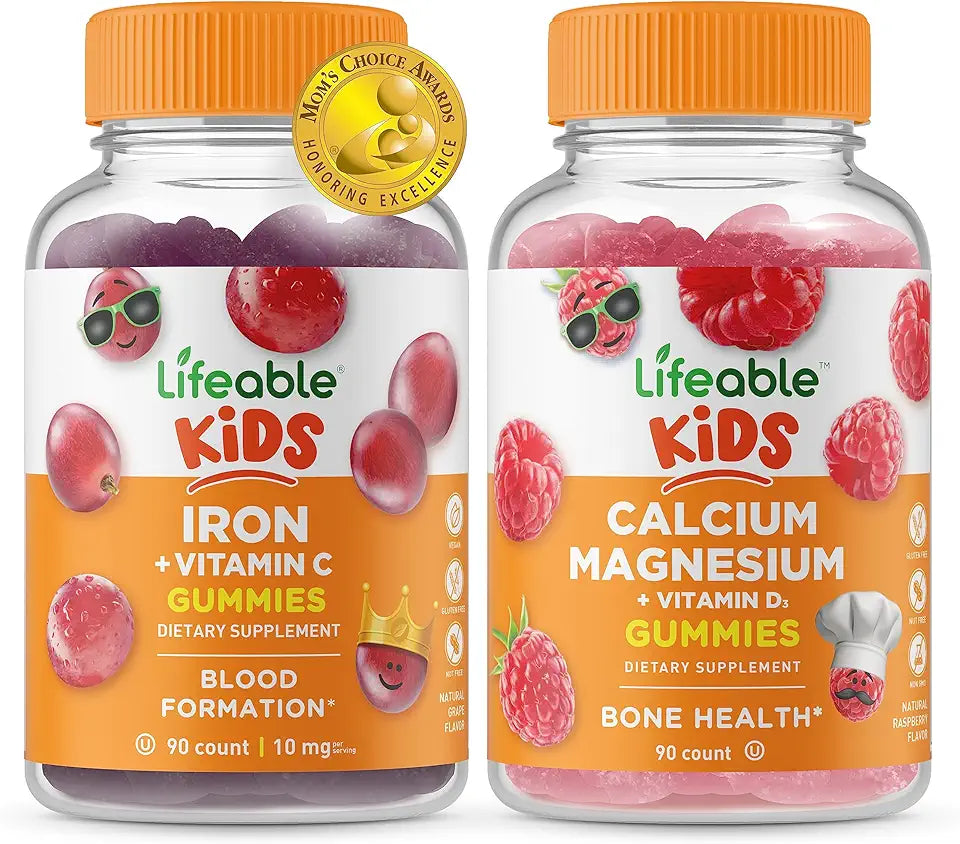 Iron & Vitamin C + Calcium Magnesium Kids Gummies Bundle B43343