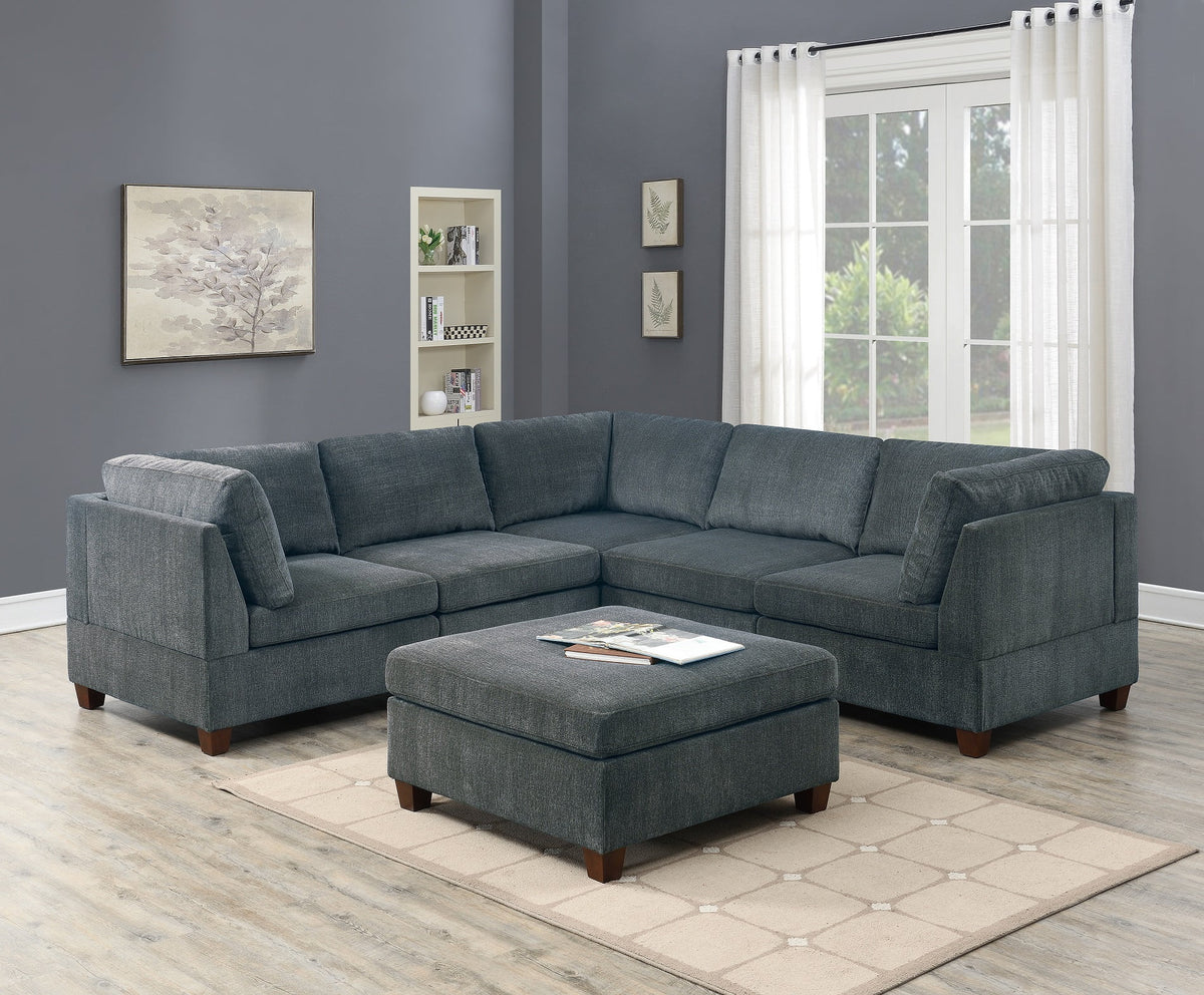 Grey Chenille Modular Sectional 6pc Set I3593