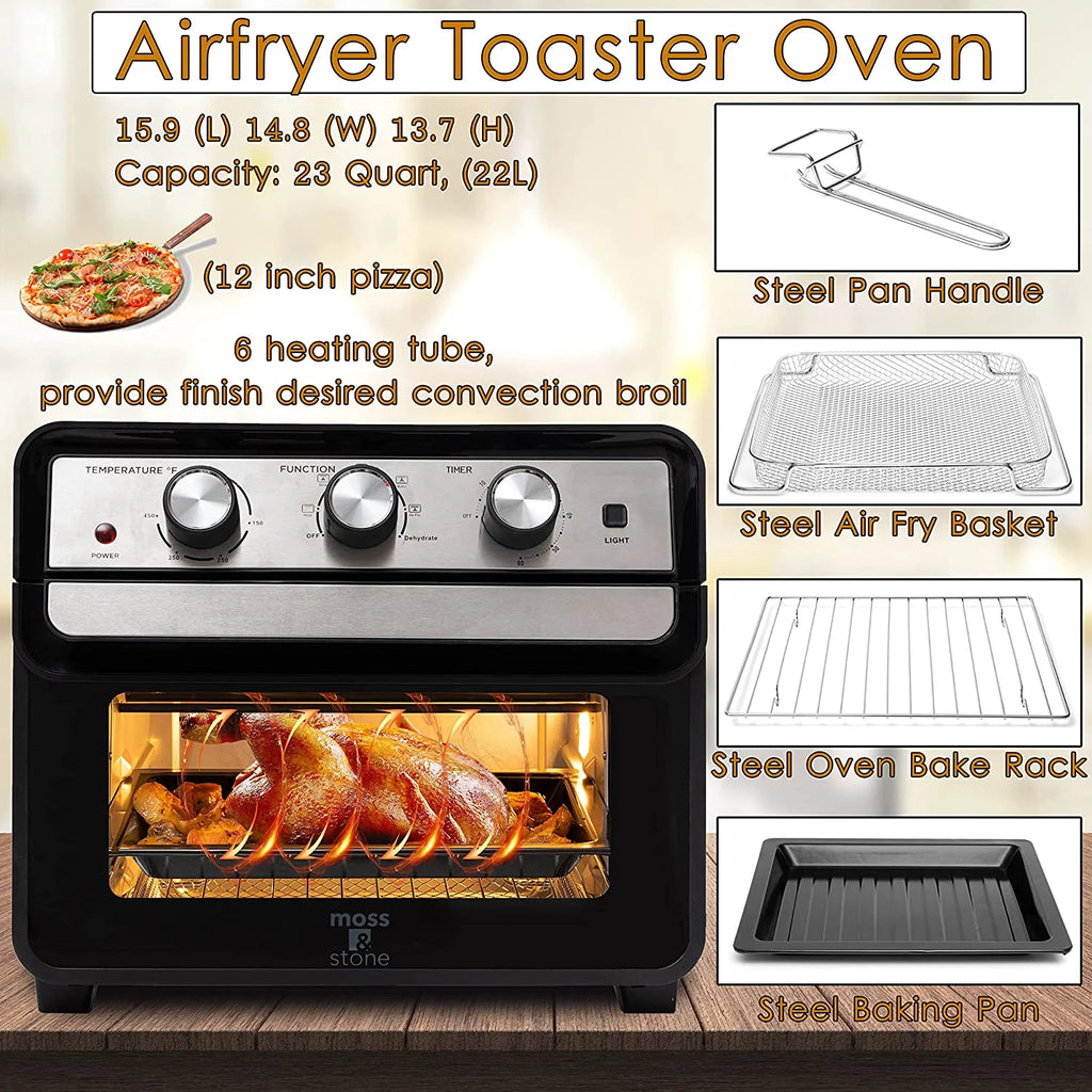 6-in-1 Air Fryer Toaster Oven 23 Quart Black Convection Oven C566329