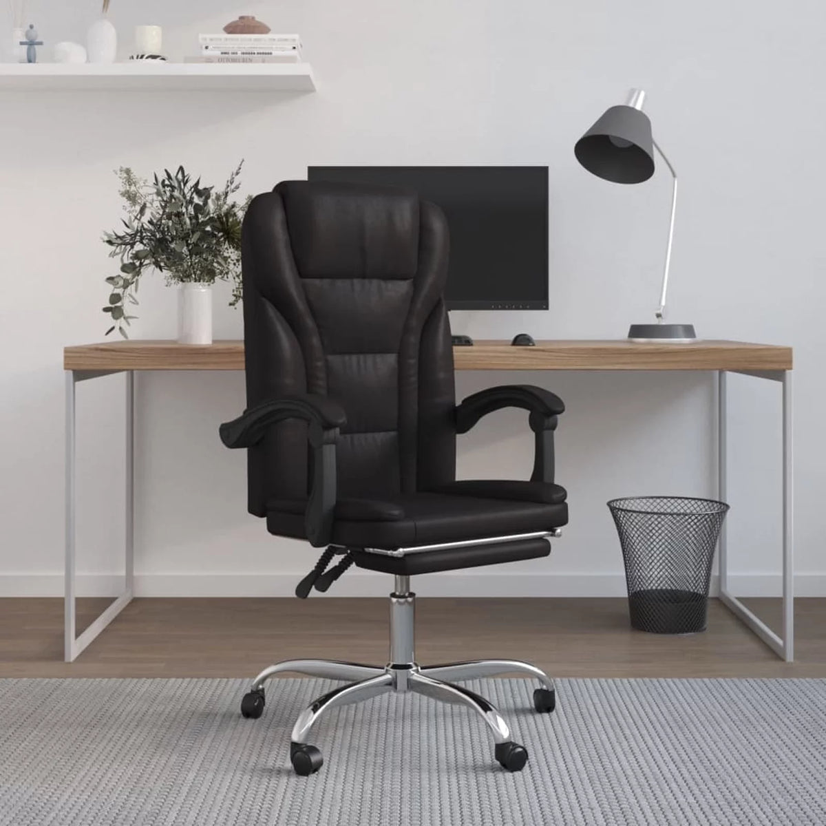 Black Faux Leather Reclining Office Chair P178644