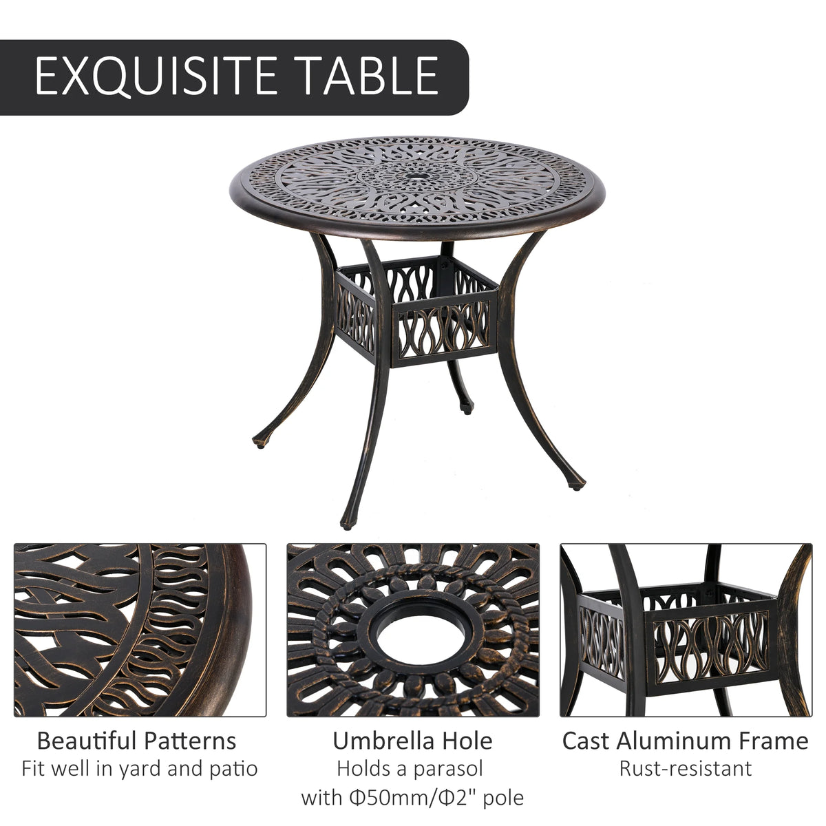 Cast Aluminum Patio Dining Set for 4 G169078