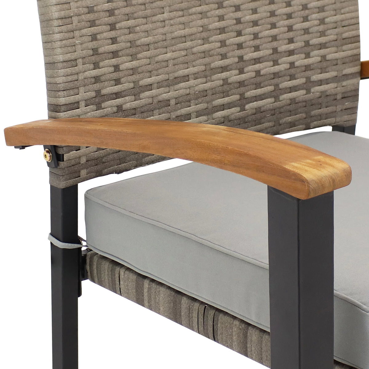 Rattan and Acacia Wood 7pc Patio Dining Furniture Set with Seat Cushions H957