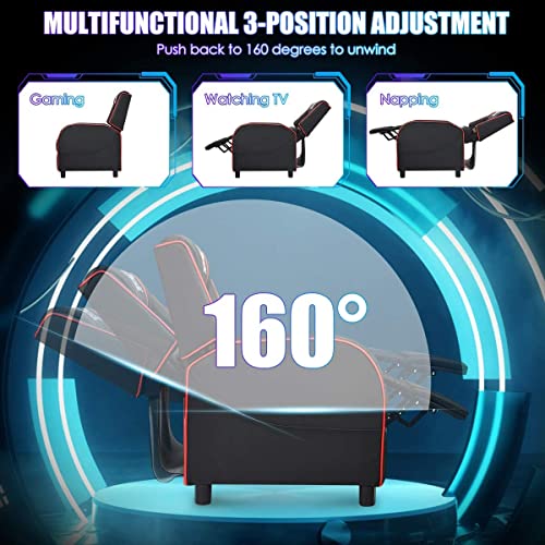 Adjustable Racing Style Massage Recliner Chair with Headrest & Lumbar Pillow W77260