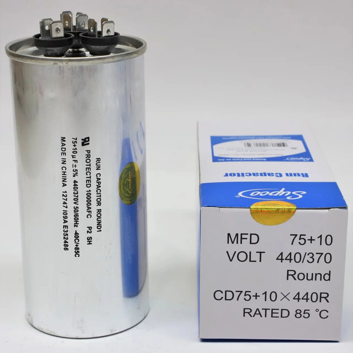75 + 10 MFD 440 Volts Dual Run Capacitor A9115