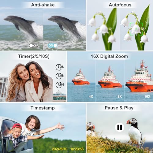 4K Digital Camera, 64MP Autofocus Anti-Shake 16X Zoom C61824