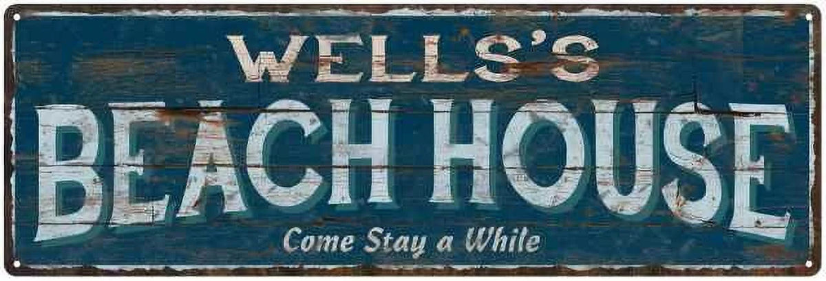 Beach House Blue Rustic Cabin Home Decor 6x18 Metal M15162