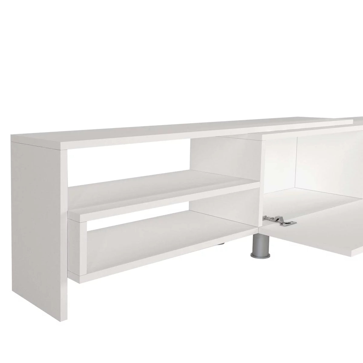 72 Inch White Wood TV Console with Storage 3 Piece Set R548