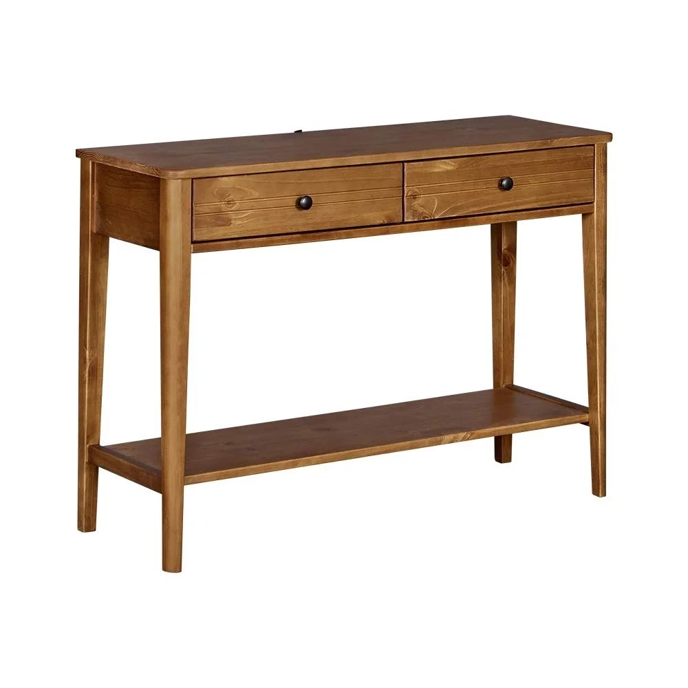 Mid Century Modern Wooden Console Table with Two Drawers K957235