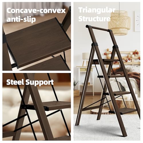 3 Step Foldable Aluminum Step Ladder with Handgrip Q81180