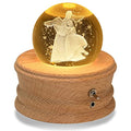 3D Crystal Ball Music Box with LED Light and Rotating Wooden Base L781