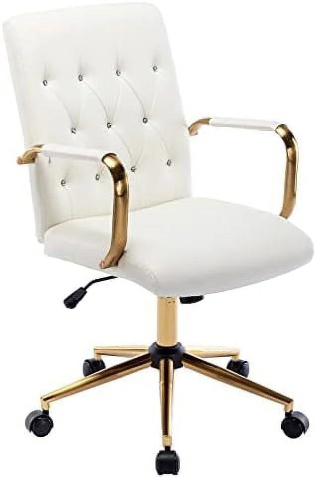 White PU Leather Office Chair with Wheels M66853