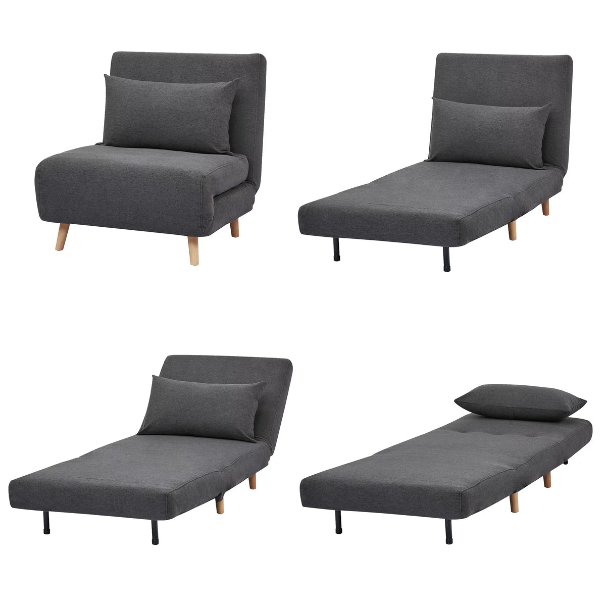 Dark Gray Futon Chair Set of 2 X9558