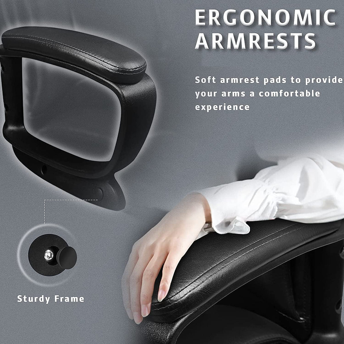 Big and Tall White High Back Ergonomic PU Leather Office Chair S6205