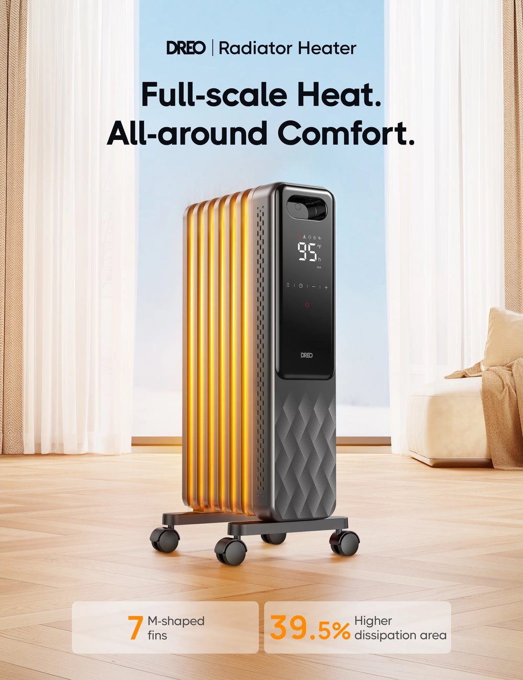 1500W Oil Filled Radiator Heater with Remote L6823
