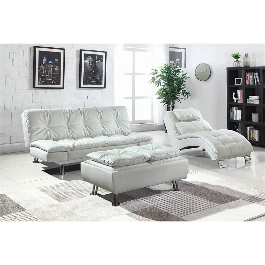 White Faux Leather Tufted Chaise Lounge O423243