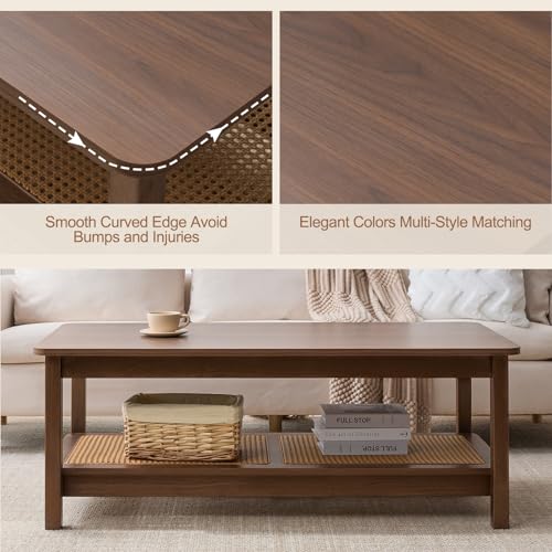 47.2'' 2-Tier Solid Wood PE Rattan Coffee Table X261