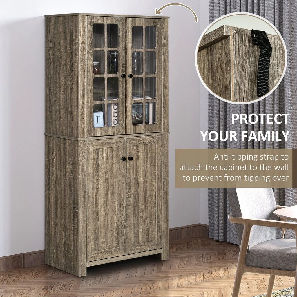 Kitchen Pantry Storage Cabinet with Glass Doors Z382350