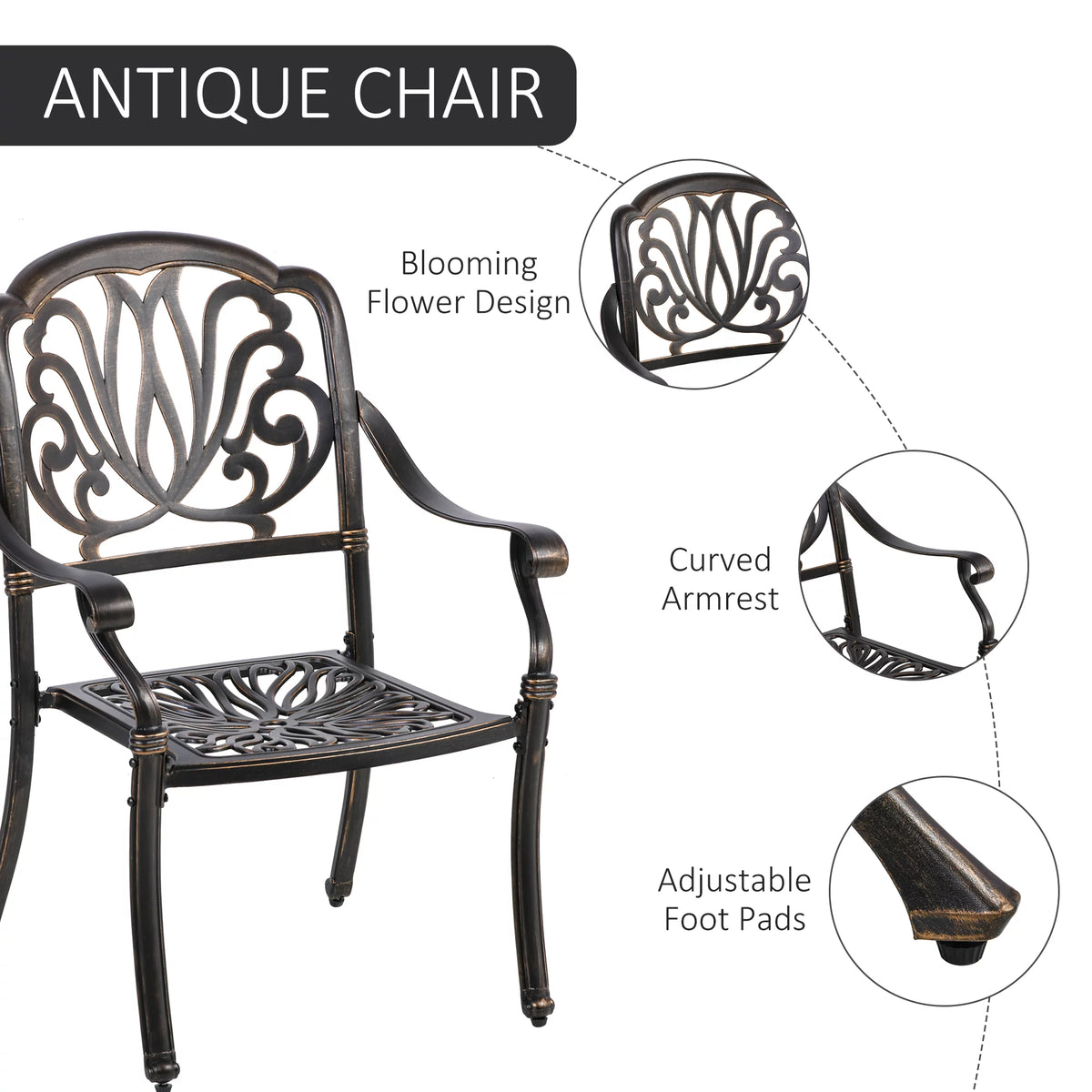 Cast Aluminum Patio Dining Set for 4 G169078
