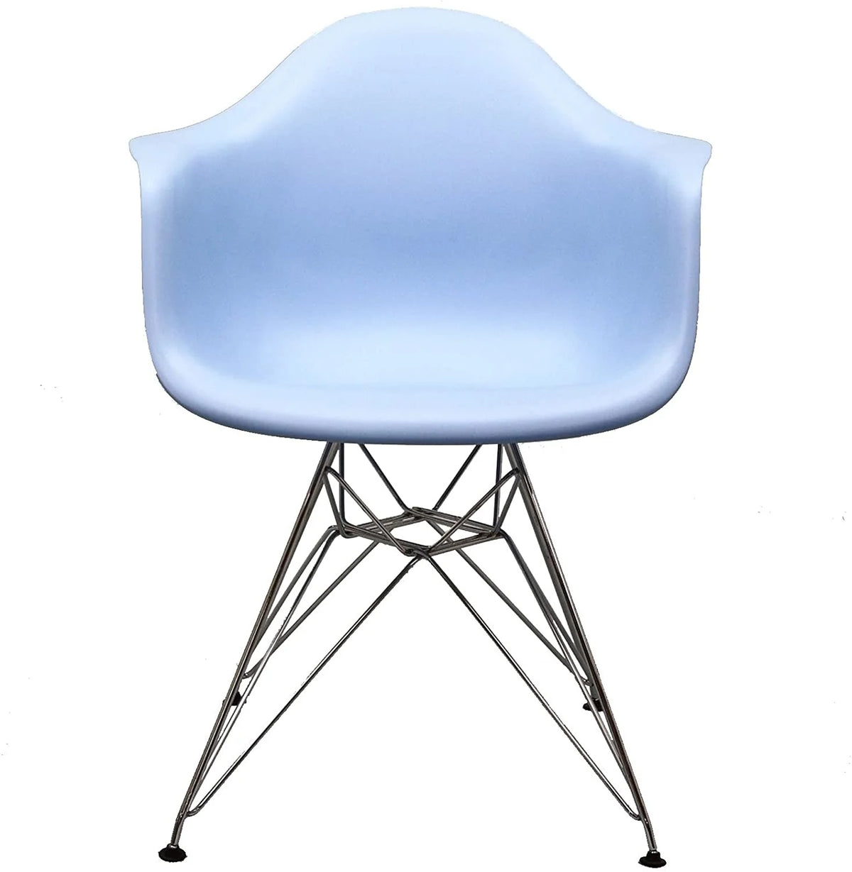 Blue Molded Plastic Dining Armchair with Steel Base N98021