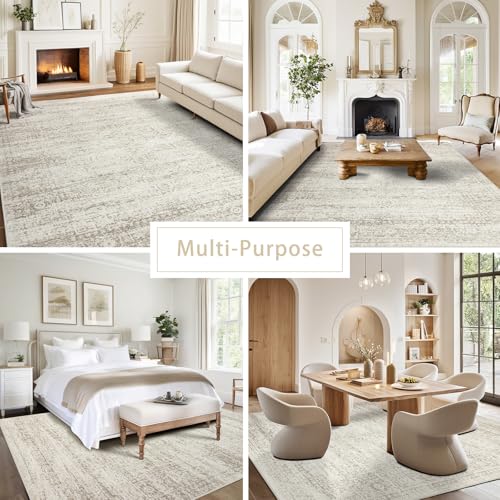 Washable 8x10 Area Rugs Non Slip Faux Wool D3157