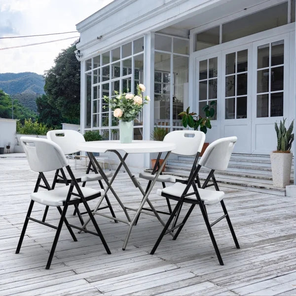4 Pack White Plastic Folding Chairs Q821