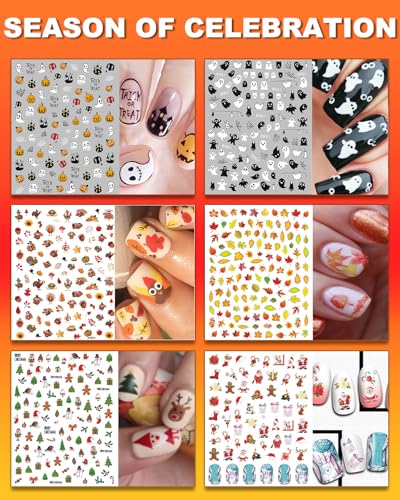 Christmas Nail Wraps Self-Adhesive Glitter Nail Art Decals with Nail File D24145