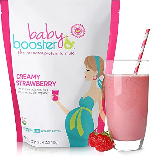 Creamy Strawberry Prenatal Vitamin Supplement and Protein Shake, Caffeine Free, Vegetarian DHA, 1 lb J137
