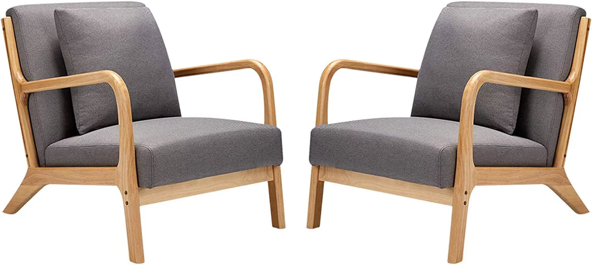 Gray Upholstered Accent Chair Set of 2 W2254