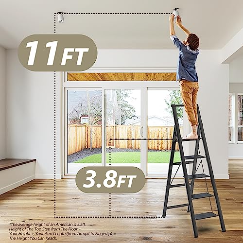 5 Step Aluminum Folding Ladder 300 lbs Capacity E9533