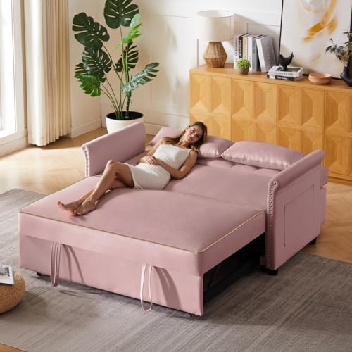 Velvet Full Size Sleeper Sofa with Pullout Bed M33722