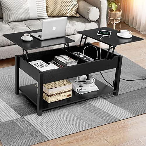 42.5" Lift Top Coffee Table with Hidden Compartment and USB Ports D8366