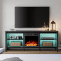 Black Fireplace TV Stand with LED Lights M6455