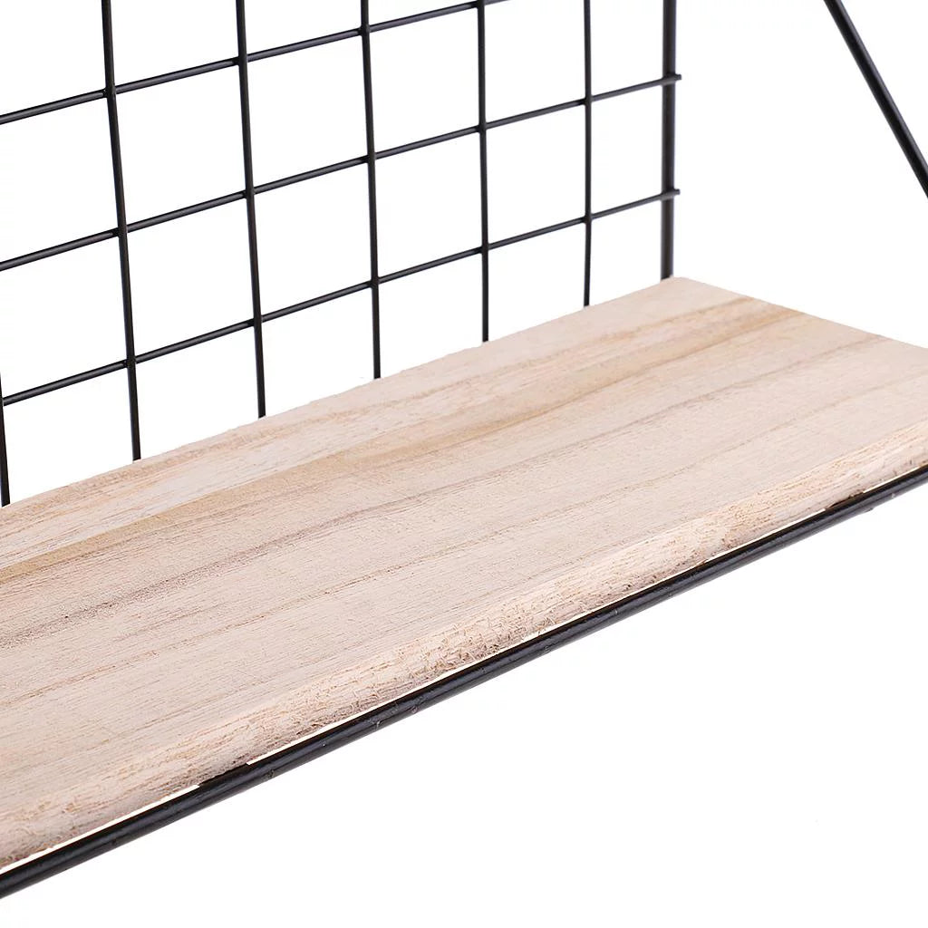 Rectangle Wall Shelf Unit, Wooden and Black Metal Floating Shelves C1090