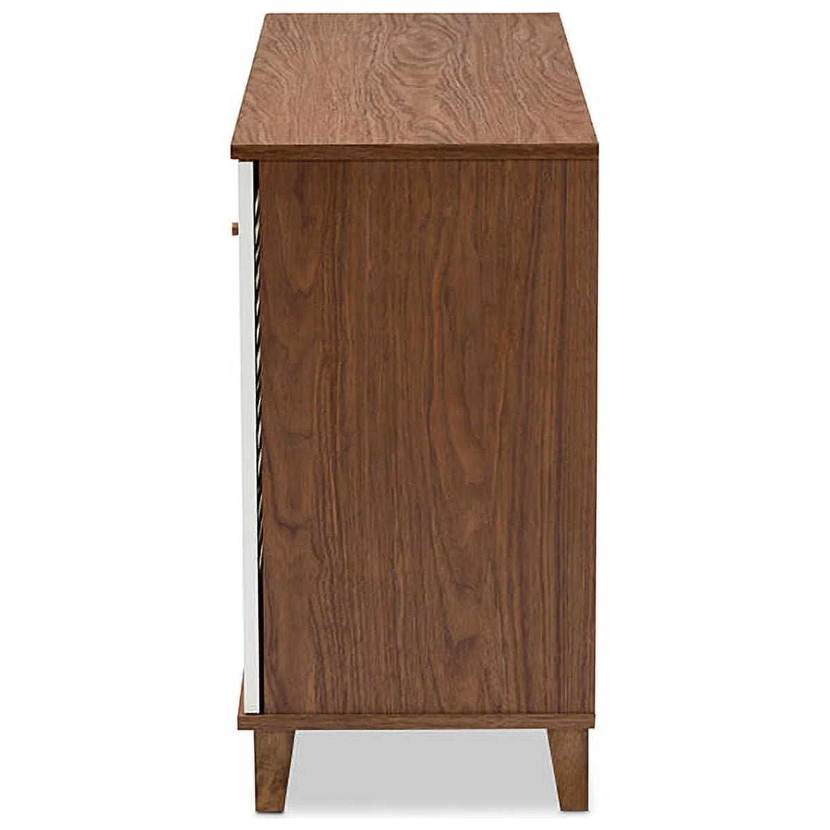 Walnut Finished 8-Shelf Wood Shoe Storage Cabinet Z990