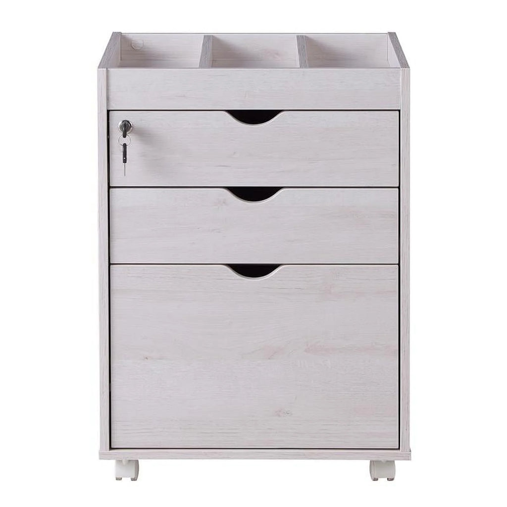 White Wood 3-Drawer File Cabinet U195