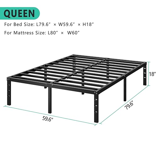 18 Inch Tall Black Metal Platform Twin Size Bed Frame F1262