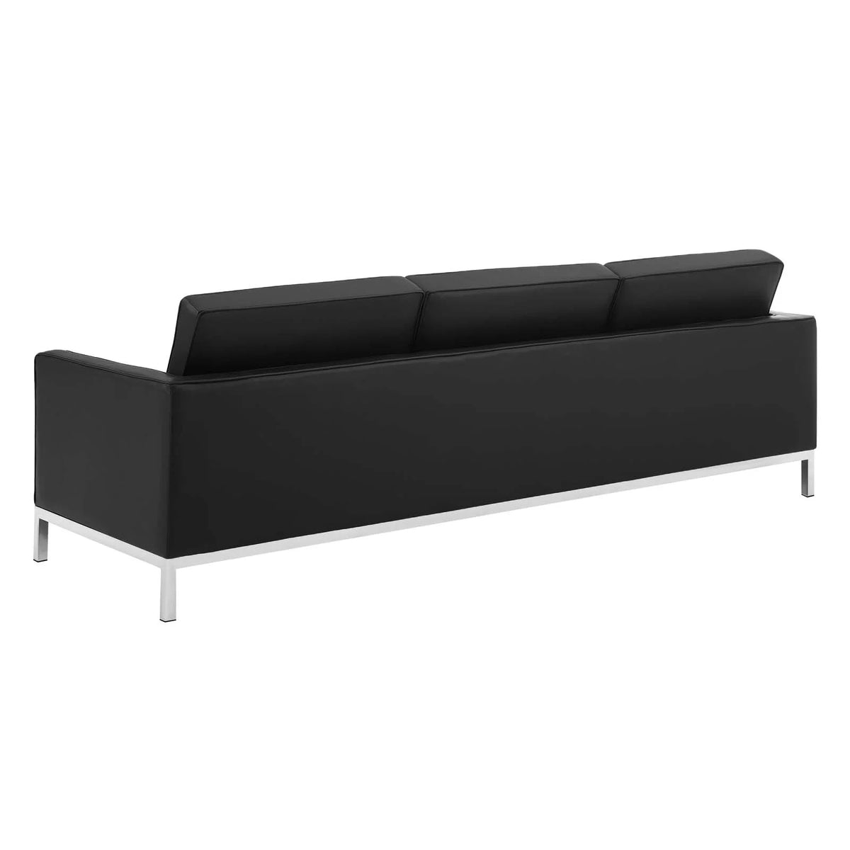 Silver Black Faux Leather Sofa and Armchair Set P5856